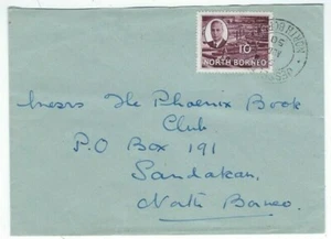 1950 Jesselton North Borneo to Sandakan, 10c Single Franking - Picture 1 of 2