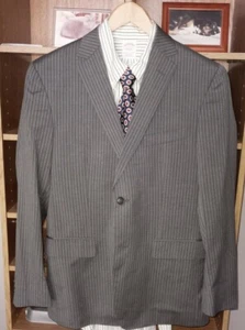 Zegna Mens Medium Sz 40 Regular Gray Pinstripe Wool  Sport Coat Blazer - Picture 1 of 5