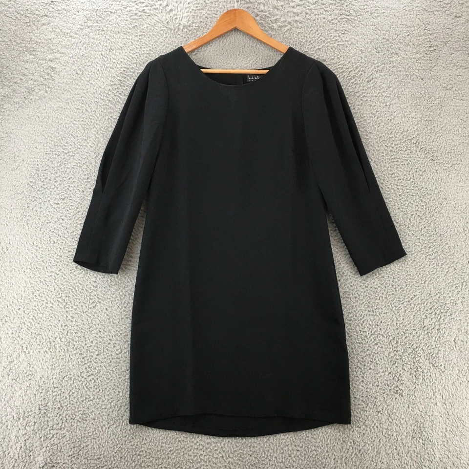 Платье Nicole Miller с длинным рукавом женское 6 черное черное с круглым вырезом сзади на молнии повседневное - Изображение 1 из 4