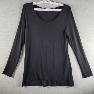 KENAR Mujeres Pullover Modal Manga Larga Top M Negro Suave Alto Bajo Dobladillo Usado en Excelente Condición Camiseta Foto 1 de 4