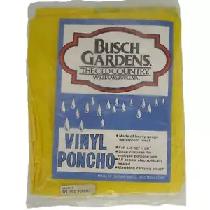 Vintage Busch Gardens Williamsburg, VA Vinyl Poncho 52" x 80" Druckknopfverschluss - Bild 1 von 4