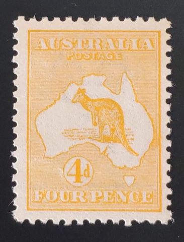 AUSTRALIA GV. 1913. ERROR! 4d Kangaroo ANILINE Orange variety "retouch off NSW" Cover