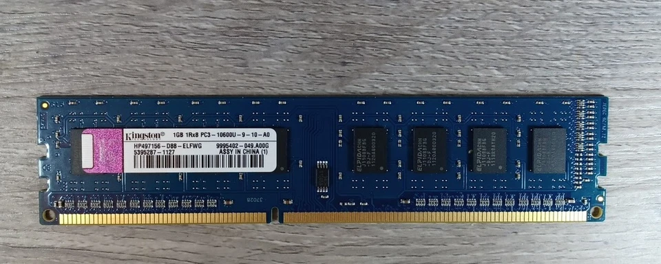 1GB DDR SDRAM PC Memory Card 1RX8 PC3-10600U-9-10-A0 HP 874KSW9 Hynix / Kingston - Image 1 of 1