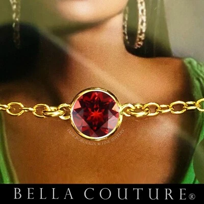 NEW BC® 18K GOLD 5MM GARNET CHAIN NECKLACE ART DECO 750 CHARM VTG PENDANT 14K - Image 1 of 4