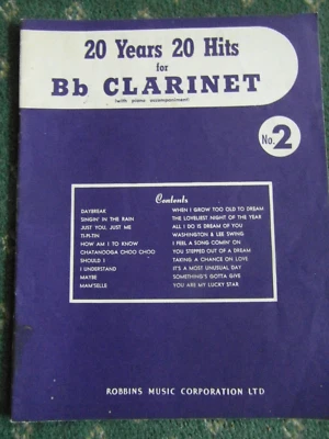Sheet music album for B flat Clarinet :  20 songs 1953 24pp - Image 1 of 4