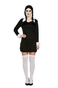 Adult SCARY DAUGHTER Fancy Dress Costume Halloween Wednesday Addams Ladies Women - Picture 1 of 1