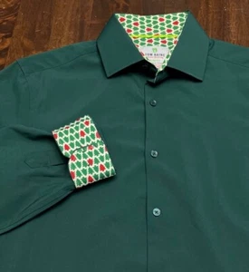 Tom Baine Holiday Collection Slim Fit  Christmas Tree LS Button Up Men’s size L - Picture 1 of 5
