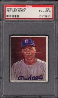 1950 Pee Wee Reese Bowman Baseball Card #21 Graded PSA 6 Excellent-Mint (EX-MT) - Image 1 of 2