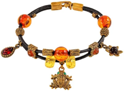 Pulsera de latón ámbar con una rana de dinero talismán IronWork Foto 1 de 4