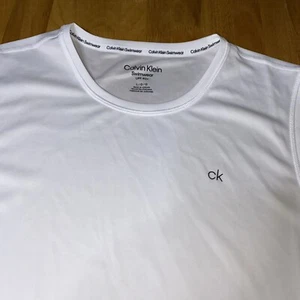 Calvin Klein Men's Size Large White Tank Swimwear Running UPF 40+ Sleeveless Tee - Picture 1 of 12