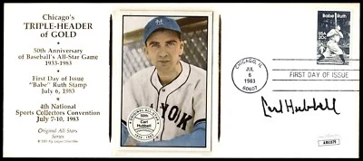 Carl Hubbell Signed FDC Cover JSA CERT. BLC Cachet HOF '47 NY Giants (d.1988)! - Image 1 of 3