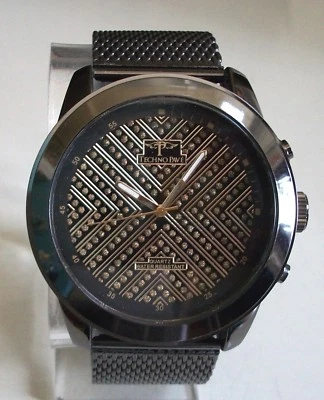 MEN'S TECHNO PAVE HEMATITE BLACK FINISH FASHION DRESSY CASUAL HIP HOP WATCH - Image 1 of 4