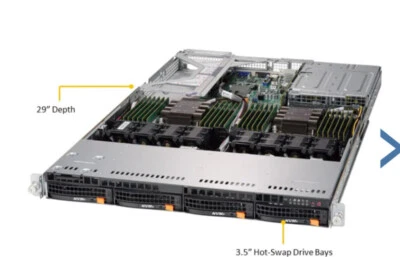 1U Supermicro Server 4x U.2 NVME Xeon Gold 40 Cores 64GB 4x 10GB-T 2x PSU X11DPU - Image 1 of 3