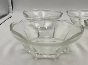 Dessert Beerenschalen mit gewelltem Rand Vintage Klarglas 4 1/2" 4er Set - Bild 1 von 6