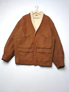Mens Shearling OverPell Jacket - Vintage Sheepskin Size 52 / XL Brown - Picture 1 of 14