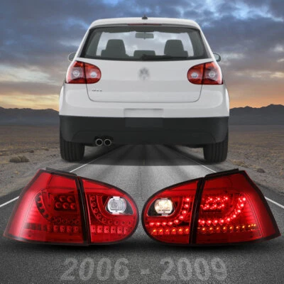 LED Tail Lights For 06-09 Volkswagen VW GTI Rabbit Golf MK5 Red Rear Lamps Pair - Image 1 of 4