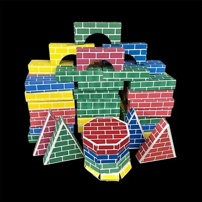 Vintage Cardboard Building Blocks Lillian Vernon USA Lot Of 45 Preschool Toddler - Image 1 of 4