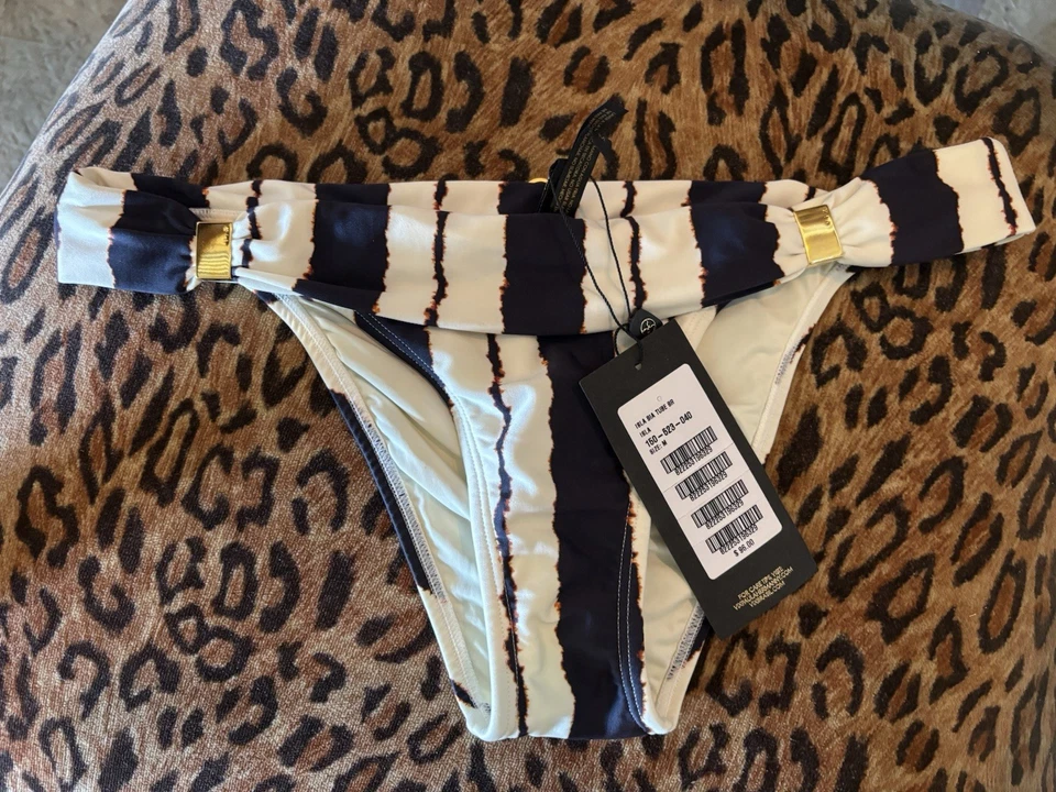 Black and White VIX Bikini Bottom with Gold Accent New Medium - Image 1 of 3