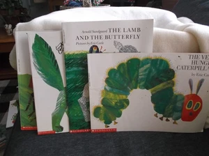 Scholastic Lot Of 4 Eric Carle SC Books Fox , Butterflies. Ladybug, Caterpillar - Foto 1 di 5