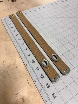 Toyota Landcruiser FJ40 Repro Jump Seat straps (set of 2) 11” Eye To Eye KHAKI - Image 1 of 3