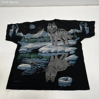 Camiseta vintage 1995 Liquid Blue Wolf estampado natural John Connell talla XXL Foto 1 de 4