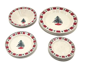 Folk Craft Holiday Stoneware Set: Saucers, Bowls, Bread & Dinner Plates - Picture 1 of 8