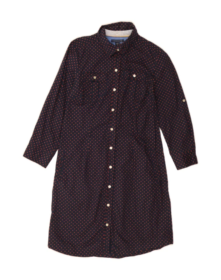 TOMMY HILFIGER Mujer Camisa Vestido Reino Unido 10 Pequeño Azul Marino Lunares AI04 Foto 1 de 3