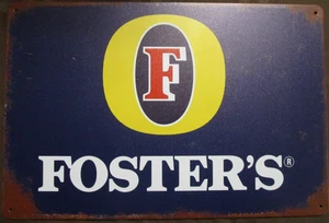 Letrero metálico de cerveza Foster's de 12" x 8" - Imagen 1 de 2