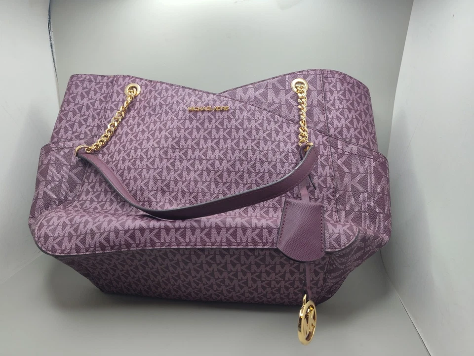 Bolso de hombro grande marrón con logotipo de viaje Michael Kors Jet Set cadena dorada Foto 1 de 4