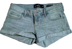Hollister Low Rise Short Shorts Size 3 W26 Light Blue Denim  - Picture 1 of 3
