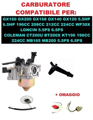 Carburatore x Honda Gx 120 160 200 per GoKart generatore tagliasfalto motozappa - Immagine 1 di 4
