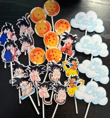 Decoración Dragon Ball Baby Shower, adorno para pasteles, centro de mesa, tapa para cupcakes Foto 1 de 4