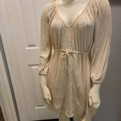 Oneil вискозы вышитый длинным рукавом платье сделано Индии XS - Изображение 1 из 4