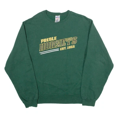 Moletom masculino vintage JERZEES Preble Hornets verde anos 90 P - Imagem 1 de 4