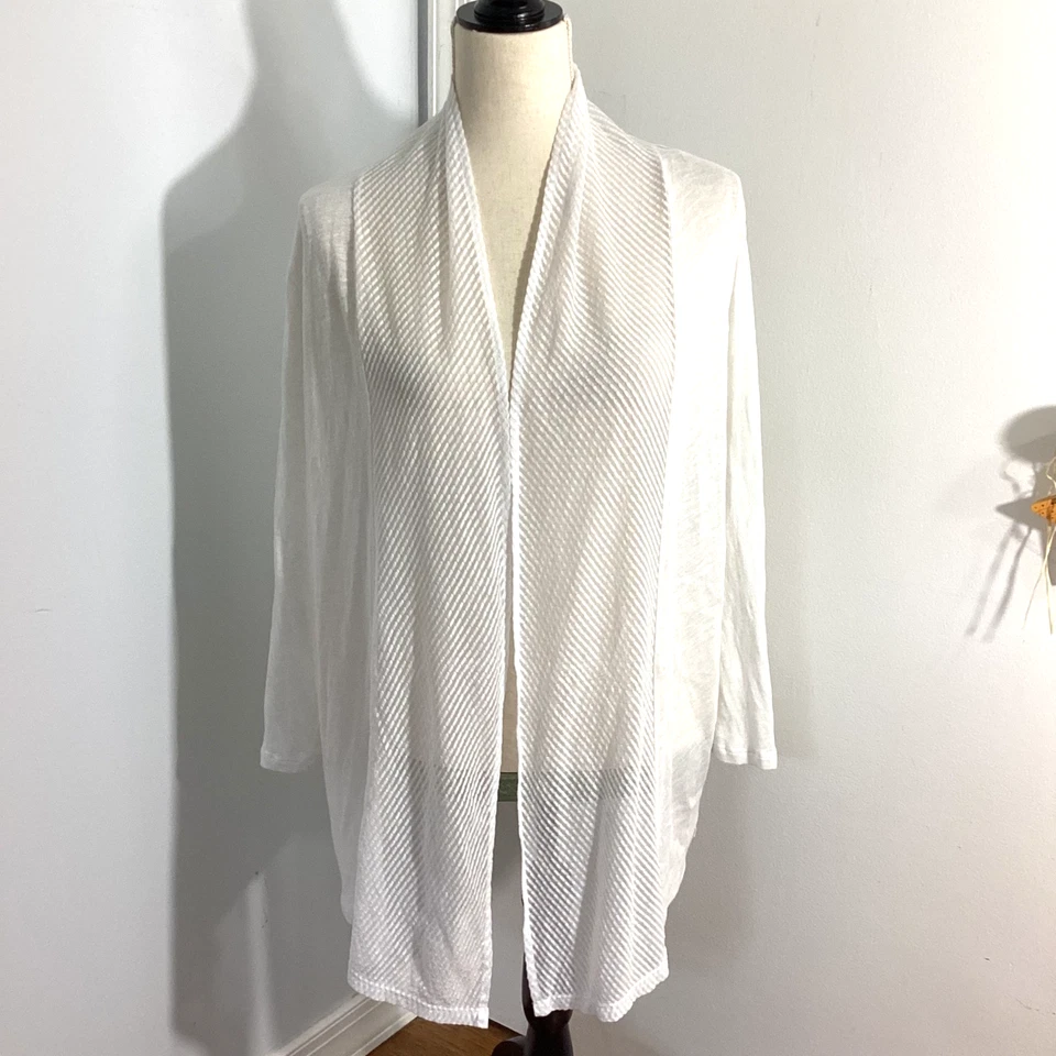 CÁRDIGAN SPENSE MUJER XL BLANCO FRENTE ABIERTO MEZCLA LINO Foto 1 de 4