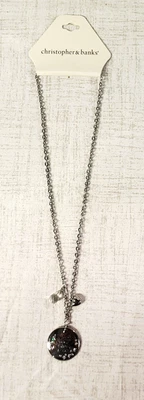 Christopher & Banks 10" Collar Plata Medallón Gema Corazón Colgantes ¡¡NUEVO!!! Foto 1 de 2