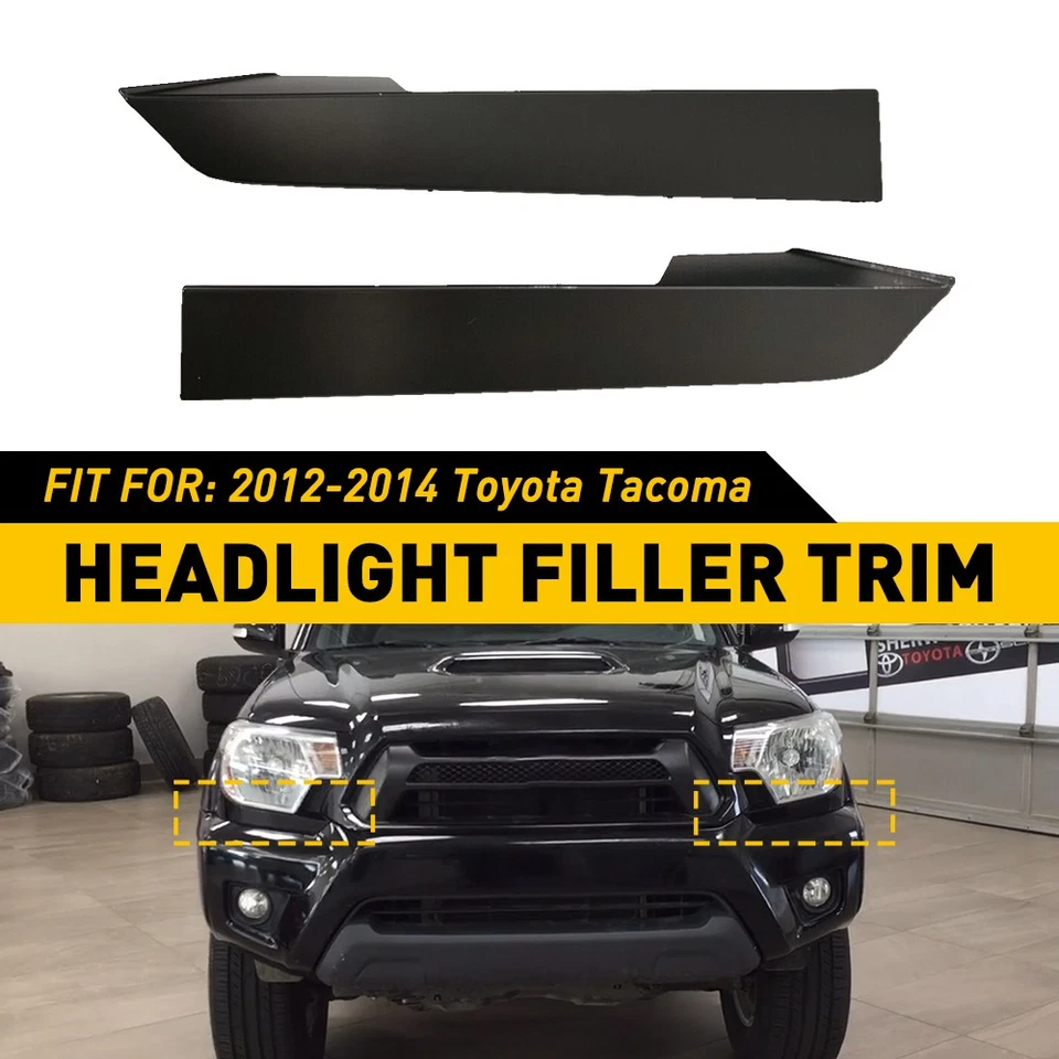 2X Front Headlight Lamp Filler Molding Trim Panel For Toyota Tacoma 2012-2015 EC - Imagem 1 de 4