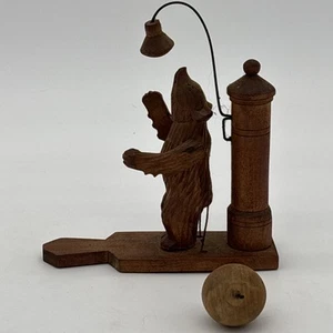 Vintage USSR Russian Wooden Bear Pull String Toy Shower Water Folk Art - Photo 1 sur 7