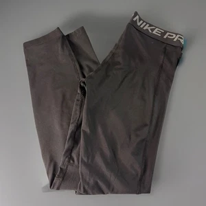 Nike Pro Pants Boys Large Black Compression Leggings Gym Activewear Pull On - Picture 1 of 4