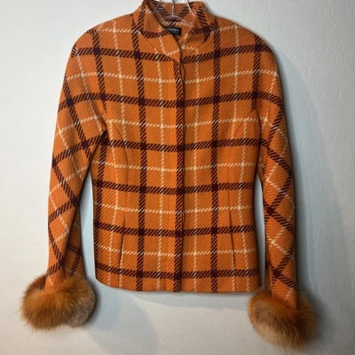 Blazer Juliana Collezione Talla 4 Naranja Rojo 100% Lana Retro Vibraciones Foto 1 de 4