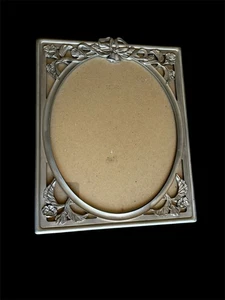 Vintage 90er Zinn großer ovaler Bilderrahmen Glocken Blumen Hochzeit Weihnachten 11x14 - Bild 1 von 8