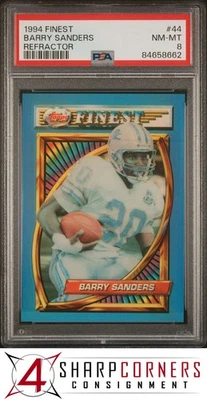 1994 FINEST REFRACTOR #44 BARRY SANDERS LIONS HOF PSA 8 - Image 1 of 4