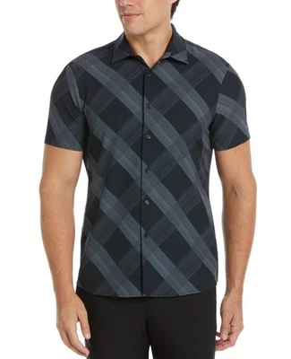 Perry Ellis Men's Slim-Fit Diagonal Plaid Short Sleeve Button-Front Shirt XXL - Image 1 of 3