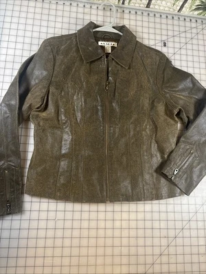A.M.I. Brown Suede Leather Jacket Full Zip Lined Western Style Women's Size L - Image 1 of 4