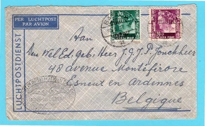 NETHERLANDS EAST INDIES air cover 1937 Batavia to Esneux, Belgium - Image 1 of 2