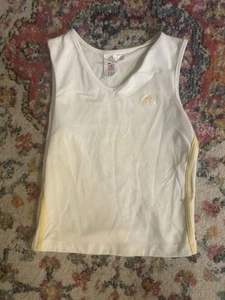 VTG Y2K Adidas tank Women’s Size Large White Yellow 2004 V Neck - Picture 1 of 8