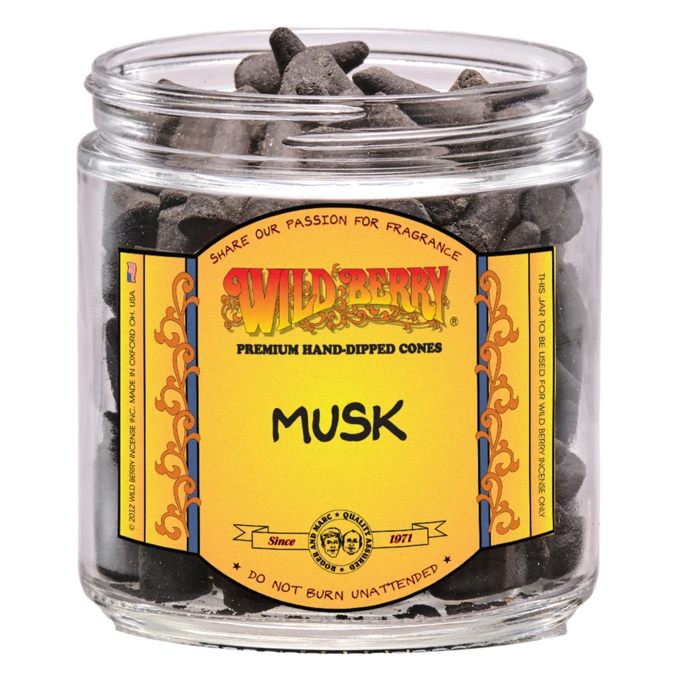 50 conos de incienso Wild Berry - almizcle - hechos en EE. UU. 1" de alto Foto 1 de 1