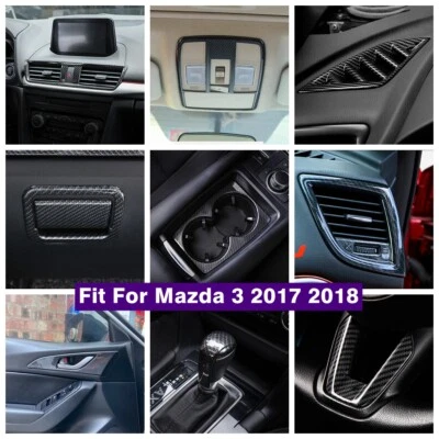 Accesorios interiores de fibra de carbono portavasos cubierta embellecedor para Mazda 3 2014-2018 Foto 1 de 4