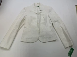 NWT Benetton Women's White Blazer Suit Jacket Size 38 Made In Italy - Picture 1 of 10
