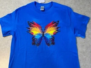 Spring Colorful Rainbow Butterfly Graphic Tee T-shirt Small NEW - Picture 1 of 1